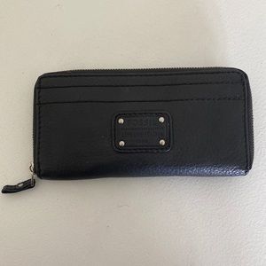 Fossil black leather zip around wallet